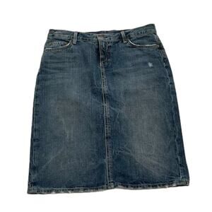 Vintage J.Crew Denim Pencil Skirt, Slightly Distressed, Y2K, Minimalist, 28